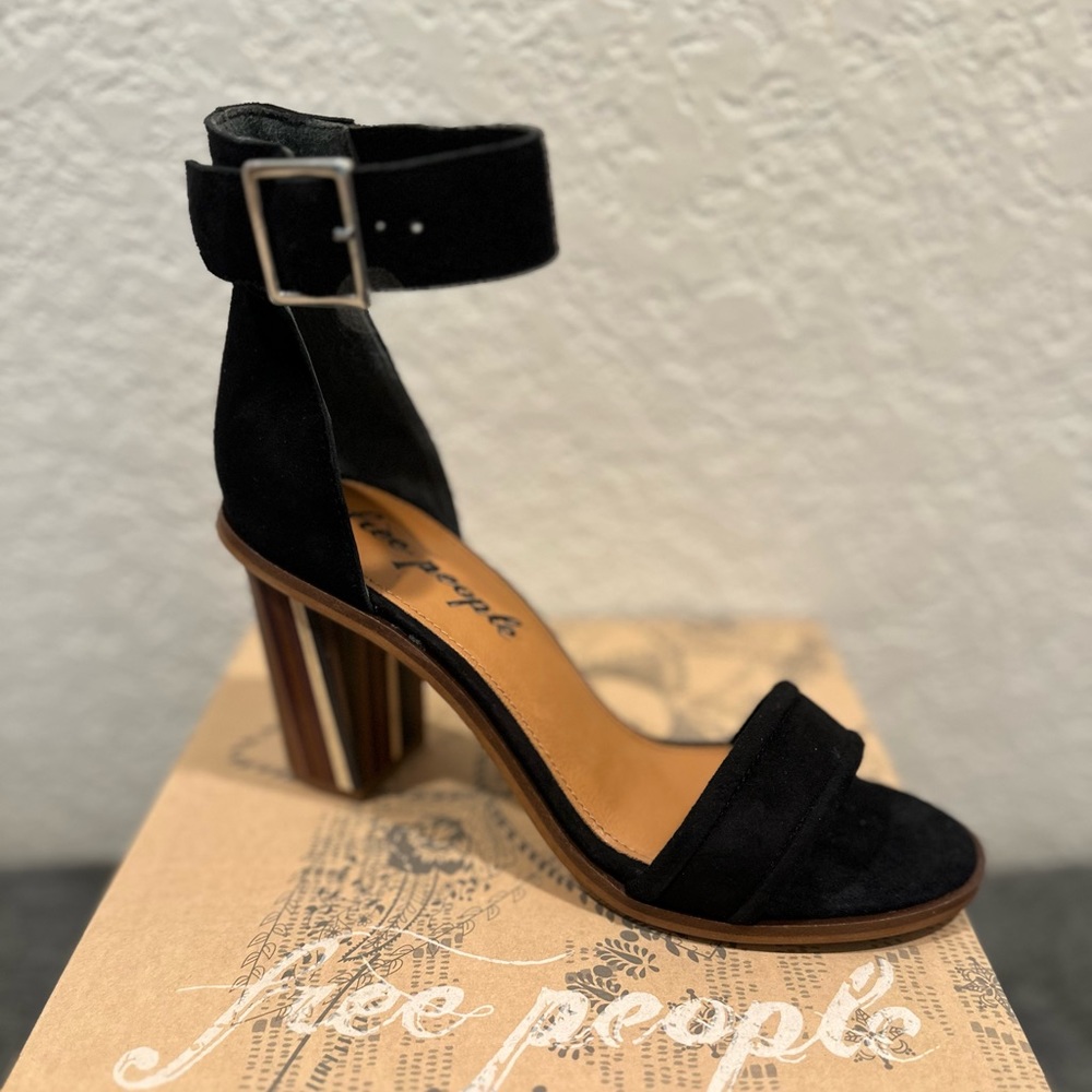 Free People Collection Serenity Heel in Black Suede
